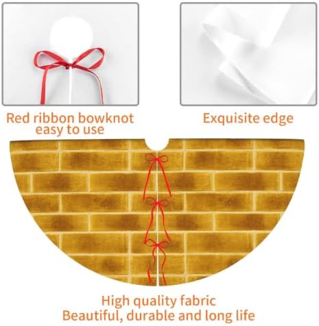 Yellow Brick Christmas Tree Skirt 36 Inch Mat Funny Party Holiday Festive Decor Supplies for Home Occasion Ornament Decorations - Image 3