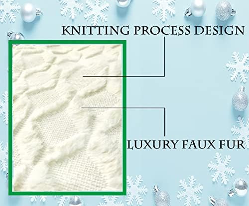 AOGU 48 Inch Christmas Tree Skirt Faux Fur with Cable Knit Knitted Thick Decoration for Merry Christmas Decorations - Image 3