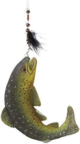Resin Bass Fish on a Hook with Black Fly Hanging Christmas Tree Ornament by OnHoliday