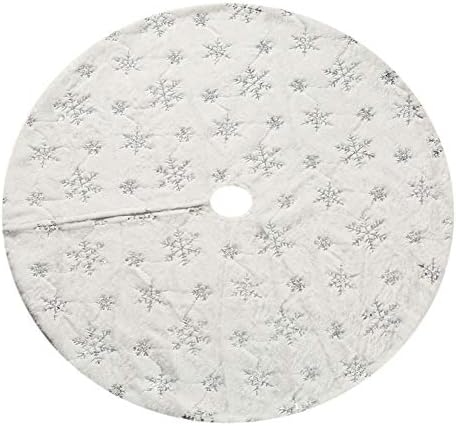Christmas Sequin Tree Skirt 30in,White Soft Thick with Silver Snowflakes Decorations for 3FT 4FT 5FT Xmas Tree - Image 2