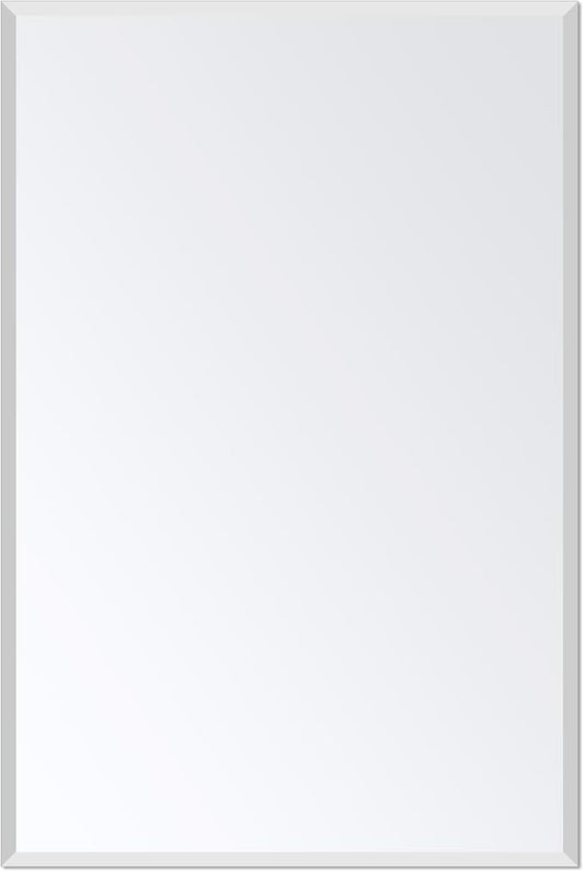 Frameless Bathroom Mirror for Wall, Rectangle Beveled Edge Mirror for Over Sink, Tempered Glass, Shatterproof, Hangs Horizontally or Vertically for Living Room, Entryway, Restroom, 24" x 16"