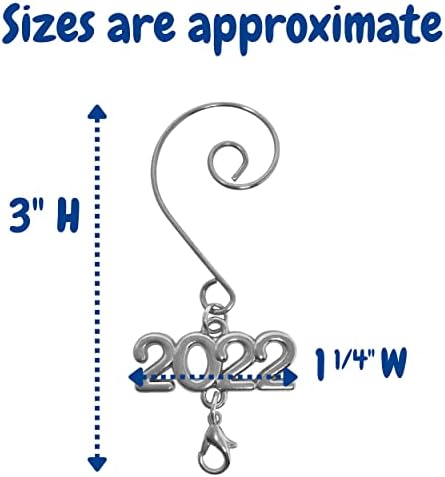 BANBERRY DESIGNS Christmas Ornament Hooks Dated 2022 - Set of 12 - Silver S-Hooks with Lobster Claw - DIY Personalized Ornament Accessory - Class of 2022 - Image 2