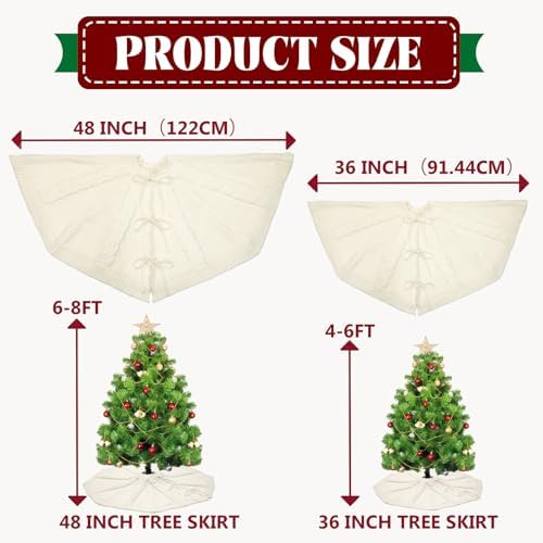 48 inches White Knitted Christmas Tree Skirt - Image 2