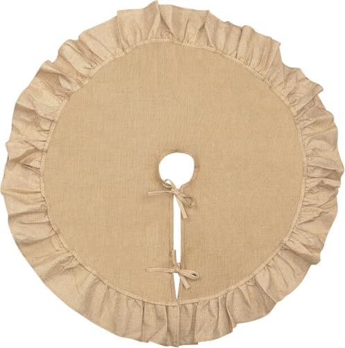 Mini Burlap Tree Skirt, 24'' Small Fall Tree Skirt with Ruffle - Image 2