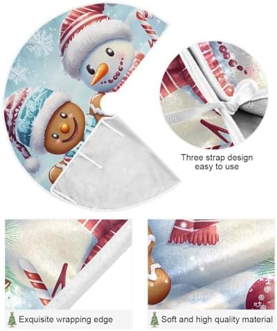 Gingerbread Snowman Christmas Tree Skirt Small Xmas Tree Skirts Decorations 36 in Burlap Tree Mat Cover for 4 ft Trees Holiday Party - Image 3