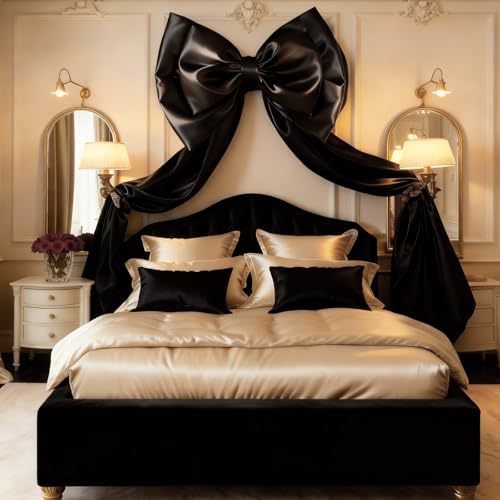 Giant Black Bow Decor 75x19 Inch Christmas Tree Topper Decoration Big Bows for Room Home Coquette Room Decorations Wall Backdrop Ribbon Tie for Wedding Christmas Birthday Party Baby Shower - Image 5
