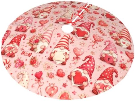 Hearts Gnome Christmas Tree Skirt Tree Mat for Xmas Holiday Party Decorations Indoor Outdoor 36 Inch - Image 2