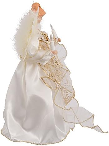 Kurt Adler 10-Light Angel Tree Topper, Ivory and Gold, 12in - Image 4