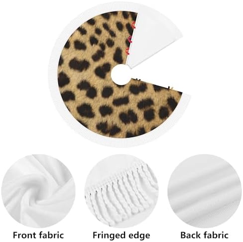Christmas Tree Skirt 30" Inch Leopard Animal Print Xmas Tree Skirt Mat with White Tassel for Party Holiday, Tree Skirt Christmas Decorations - Image 6