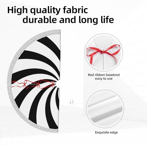 Christmas Tree Skirt 30" Inch Spiral Xmas Tree Skirt Mat with White Tassel for Party Holiday, Tree Skirt Christmas Decorations - Image 7