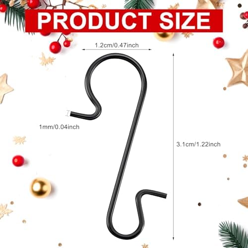 Tatuo 200 Pieces Christmas Ornament Hooks Ornament Hangers Xmas Metal Wire Hooks with Storage Box for Christmas Tree Decoration (Black) - Image 2