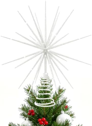 13.7 Inch White Christmas Tree Topper - 3D Burst White Tree Topper, Exploding Star Christmas Tree New Year Holiday Tree Decoration by LGFMGWH