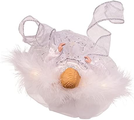 10-Inch Battery-Operated Silver and White Fairy Lighted Angel Tree Topper - Image 5