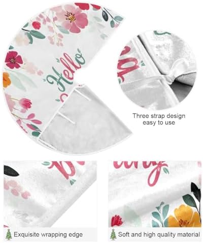 SUABO Spring Flowers 48 Inch Christmas Tree Skirt, Soft Xmas Tree Mat for Party Decoration Holiday Decor Christmas Decorations Indoor Outdoor - Image 2