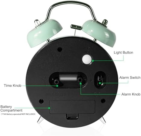 AYRELY?? Super Loud Twin Bell Alarm Clock for Heavy Sleepers,4.5 Inch - Image 5