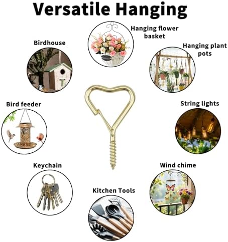 10 Pack Heart Shaped Screw Hooks for Hanging Plants, Ceiling Hooks - Image 4