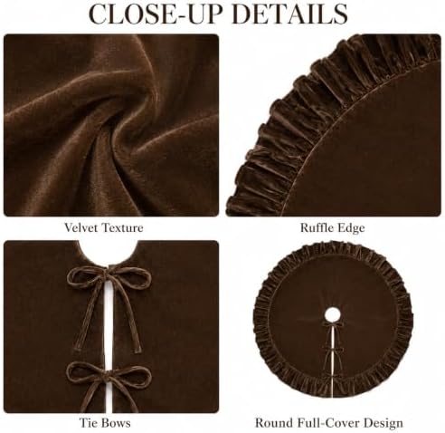 Christmas Tree Skirt,Velvet Tree Skirt with Ruffled Edge, Classic Large Velvet Fur Plush Tree Skirt for Merry Christmas(Brown,60Inch) - Image 6