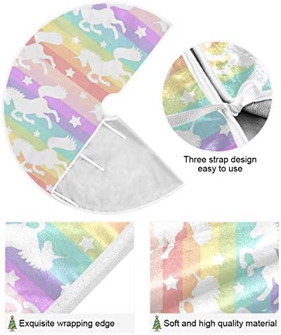 ATTX Rainbow Star Unicorn Christmas Tree Skirt 47.2 inch Ornaments Xmas Tree Skirts for Christmas Holiday Decoration New Year Party - Image 2