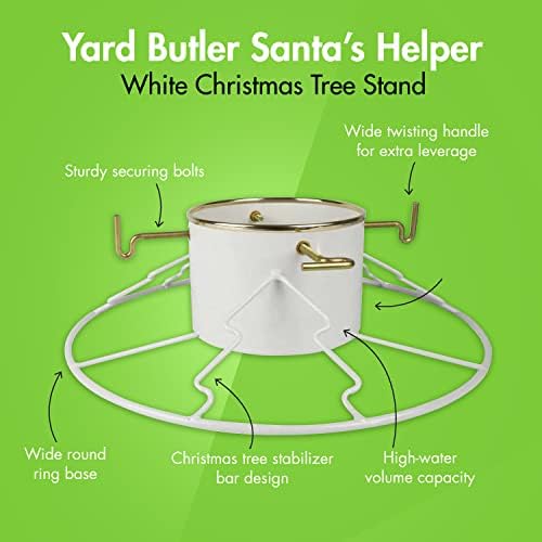 Yard Butler Santa's Helper - Easy to Use & Assemble Christmas Tree Stand - Durable & Sturdy Stand Made with Anti-Rust Steel - Beautiful Addition to Holiday Decor - 6' to 11' Trees - White - Image 2