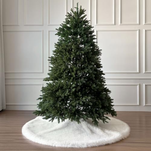 Huntsman High-Pile Faux Fur Christmas Tree Skirt with Hidden Slide Clasp Closure and Durable Microfiber Backing (Ivory, 72-Inch) - Image 2