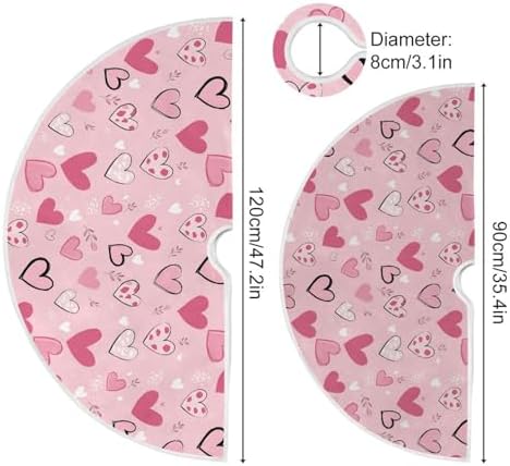 Pfrewn Valentine Tree Skirt 36" Pattern Love Heart Lovely Christmas Tree Skirts Mother's Day Xmas Mat for Holiday Festival Party Wedding Decor - Image 3