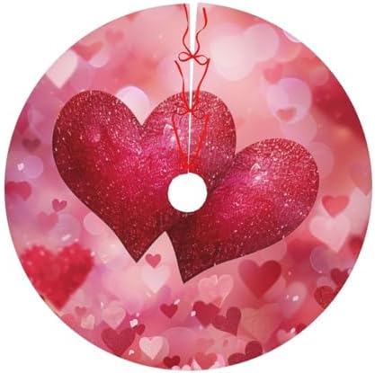 Christmas Tree Skirt, Happy Valentine's Day Love Red Pink Glitter Love Floral Red Hearts Xmas Large Tree Mat, New Year Festive Holiday Party Decorations 36" inches - Image 7
