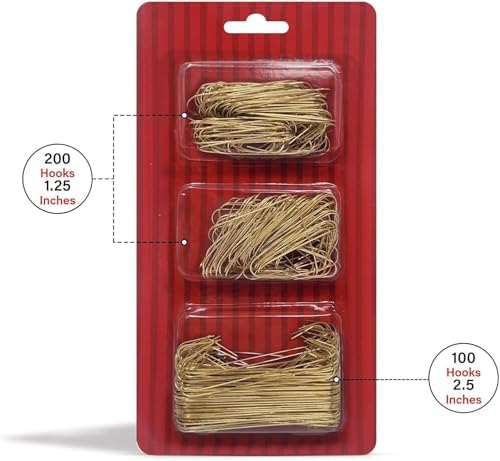 Ornament Hooks ?€? Bexter 300 Pack Gold Metal Wire Hooks for Christmas Tree Decoration and Hanging, Holiday Decorating Hooks (Gold) (Happy Holidays!) - Image 2