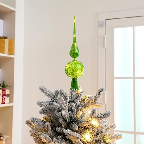 Gejoy 12" Mercury Glass Christmas Tree Topper,Classic,Green - Image 4