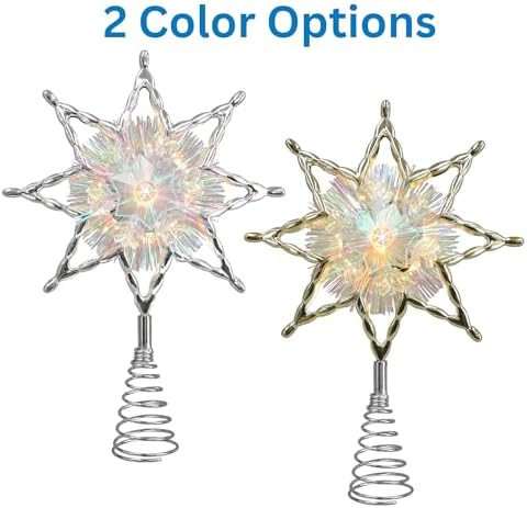 Philips 11.25" Gold Star Treetopper with Iridescent Tinsel - 3 Light Functions with Control Box and Coil - 10 Bicolor Microdot LEDs - 72" Lead-in - Image 5