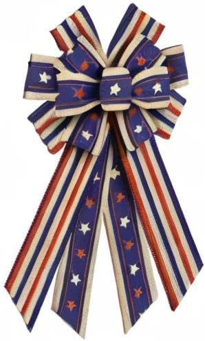 4th of July Wreath Bows Patriotic Decor Bows for Wreath, America Flag Strip Memorial Day Decorations Bow for Front Door Independence Day Patriotic Tree Topper Decor Indoor Outdoor Supplies - Image 6