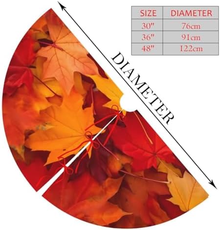 Autumn Christmas Tree Skirt, Maple Leaves Fall Xmas Large Tree Mat, New Year Festive Holiday Party Decorations 48" inches - Image 2