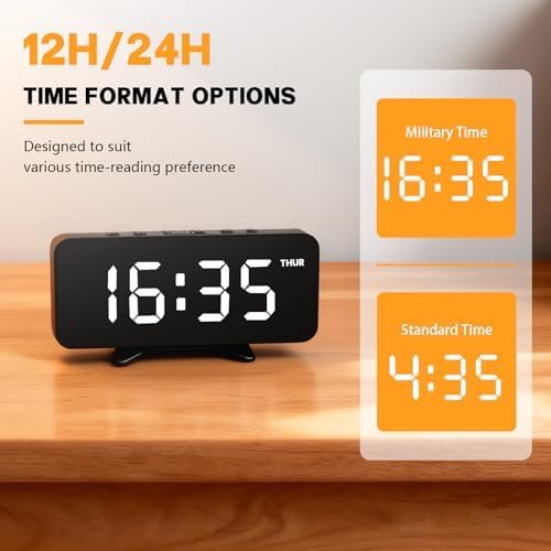 Digital Alarm Clock for Bedroom Dimmable Dual Desk Clock for Heavy Sleepers | Easy Setup, Large Number, 5 Alarm Modes - Image 4