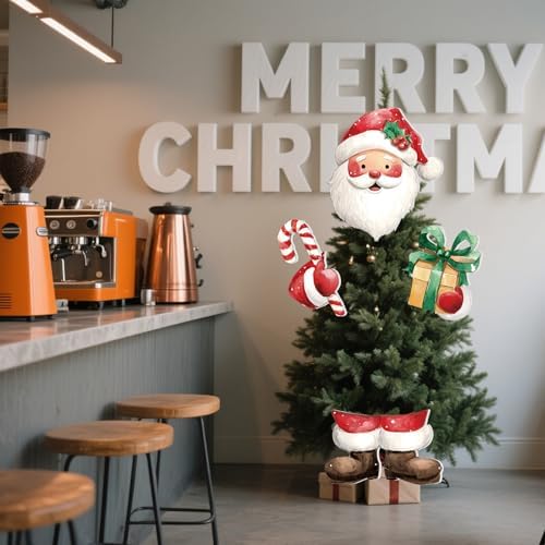 Soulchen 4 Pcs Large Christmas Tree Topper Santa Claus Christmas Tree Decorations Cute Red Santa Hat Candy Gift Box Head Arms and Legs Ornament for Xmas Gift Home Party Decor Supplies - Image 5