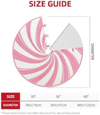 White Pink Candy Christmas Tree Skirt 36inch Vintage Xmas Decor - Image 3