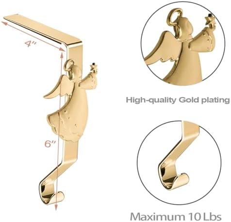 Christmas Stockings hooks, Gold Christmas Stockings holder for Mantle Set of 5, Reusable Christmas Stocking Hooks, No-Damage Xmas Hanger for Fireplace Stand Christmas Decoration Ornaments Hanging - Image 2