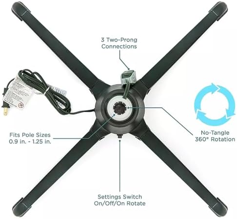 Adjustable Rotating Christmas Tree Stand with 3-Way Control, Fits Pole Sizes 0.9"-1.25", Ideal Base for Holiday Tree Decoration, Perfect for Xmas Celebrations - Image 2