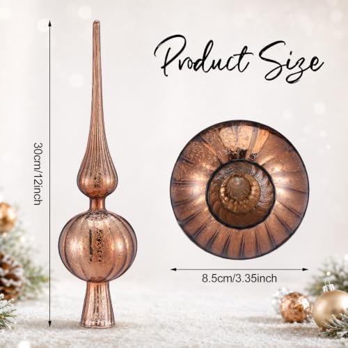 Gejoy 12" Mercury Glass Christmas Tree Topper,Classic,Brown - Image 2