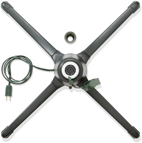 Casafield 360-Degree Rotating Christmas Tree Stand - Adjustable Revolving Base for Up to 7.5 FT Artificial Tree with 3 Built-in Electrical Outlets, Green - Image 3