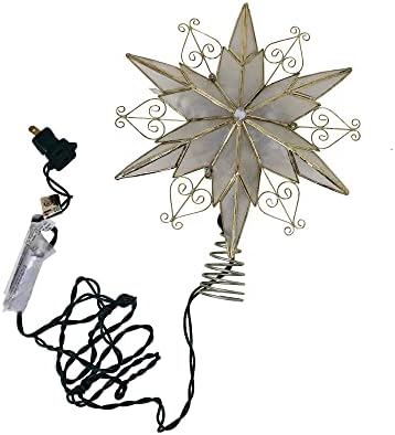 Kurt Adler 10-Light 6-Point Capiz Star Treetop with Scroll Design by KurtSAdler