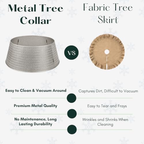 Inside Out Home Christmas Tree Skirt, Xmas Metal Tree Collar 27 Inch Diameter Base, Christmas Large Collar for Real or Artificial Tree, Xmas Decorations - Image 4