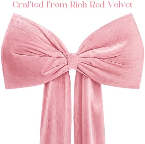 Knitgrip Extra Large Velvet Christmas Tree Topper Bow, Pink, 71 Inch - Image 3