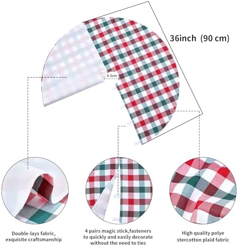 36 Inch Buffalo Plaid Tree Skirt Christmas Tree Skirt Red White Green - Image 4