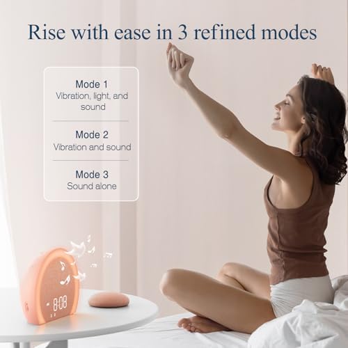 ANJANK Loud Alarm Clock with Wireless Bed Shaker, Vibrating Dual Alarm with Light Wake Up for Heavy Sleepers & Hearing Impaired, 9-Color Night Light, 8 Alarms, 0-100% Dimmer, USB Charger, Bedroom - Image 4
