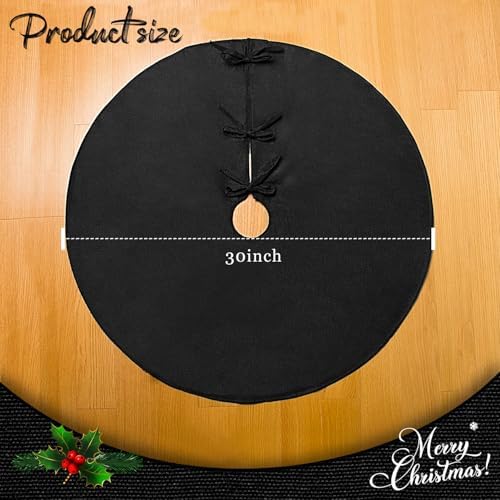 Black Christmas Tree Skirt 30 inches Small Tree Skirt for Christmas Decor - Image 6