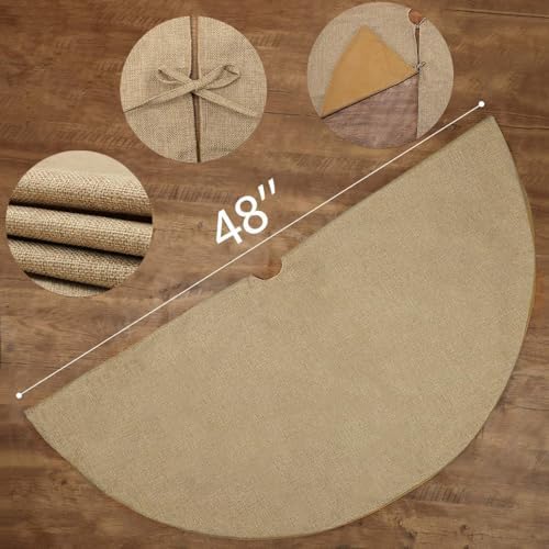 yuboo 48 Inch Burlap Christmas Large Tree Skirt - Image 4