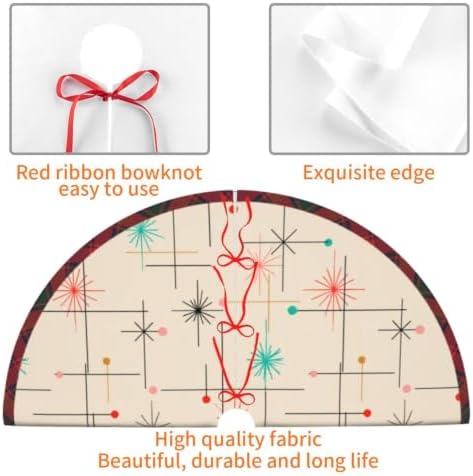 Retro Starburst Mid Century Christmas Tree Skirt Xmas Tree Mat Holiday Party Home Ornaments Decorations 48 inch - Image 3
