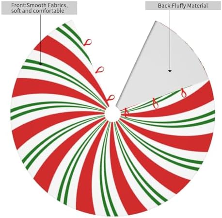 Red and White and Green Candy Cane Lollipop Sugar Swirl 36 Inch Christmas Tree Skirt Round Winter Snow Suitable for Christmas Xmas Halloween Holiday Party Decor Decoration Occasion - Image 3