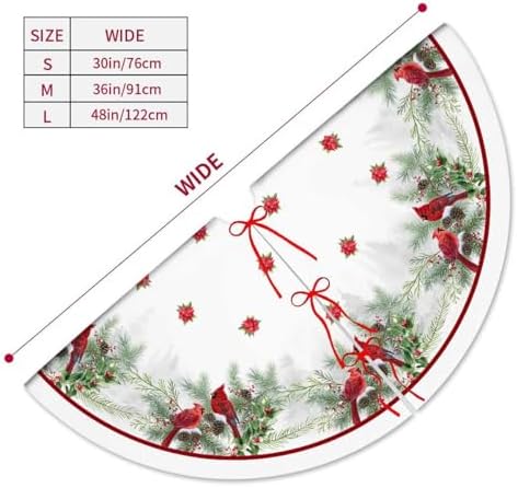 Cardinal Christmas Tree Skirt 36 Inch Red White Christmas Tree Decorations - Image 3