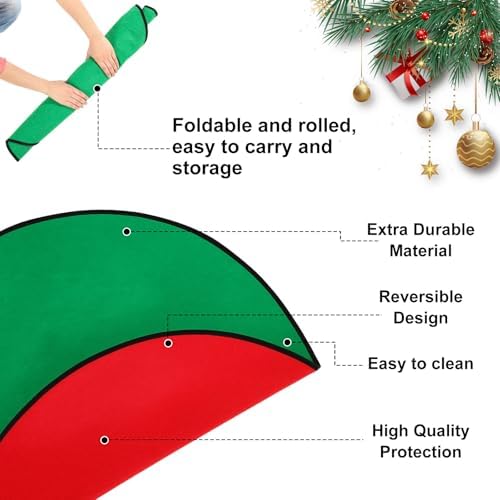 Hortsun 360-degree Rotating Christmas Tree Stand with 30' Reversible Mat for Tree up to 7.5ft, Spinning Christmas Trees Stand with 2 Settings Trunk Diameter and One Built-in Electrical Outlet - Image 4