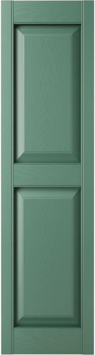 Ekena Millwork Lifetime Vinyl LP2S14X08000FG Standard Two Equal Panel Vinyls, Raised Panel Vinyl Shutters, w/Installation Shutter-Lok's & Matching Screws (Per Pair), 14.75"W x 80"H, Forest Green